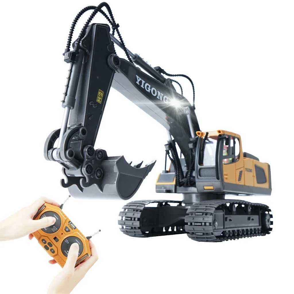 Rc Excavator 1/20 Cars Trucks Alloy with Light Remote Control Construction Vehicle Crawler Multifunctional Toy Car Boy Kids ToyW251125