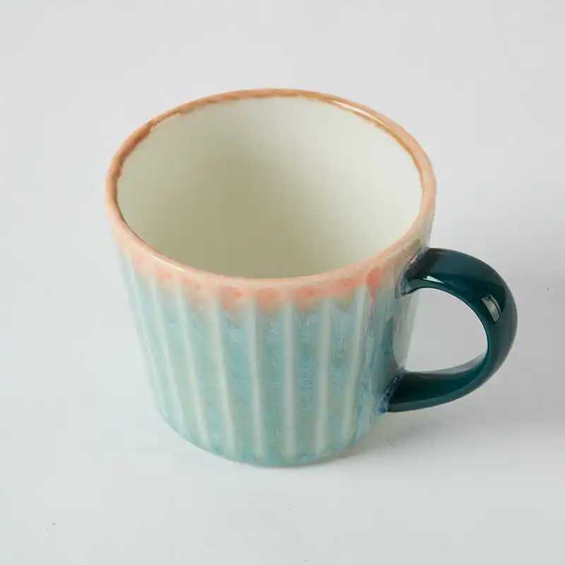 350ml Retro Creativity Light Blue Mug Home Ceramic Microwave Splicing Color Coffee Cup Home Deep Blue Drinking Mugs Personzed Y251125