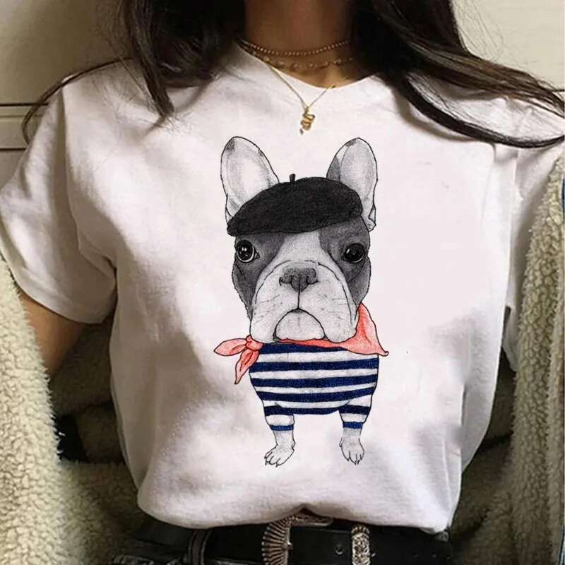 Dongdumaoyi French Sunglasses Plus Bulldog T Shirt Fashion Women S Pattern Japanese Clothing Top Fun Harajuku