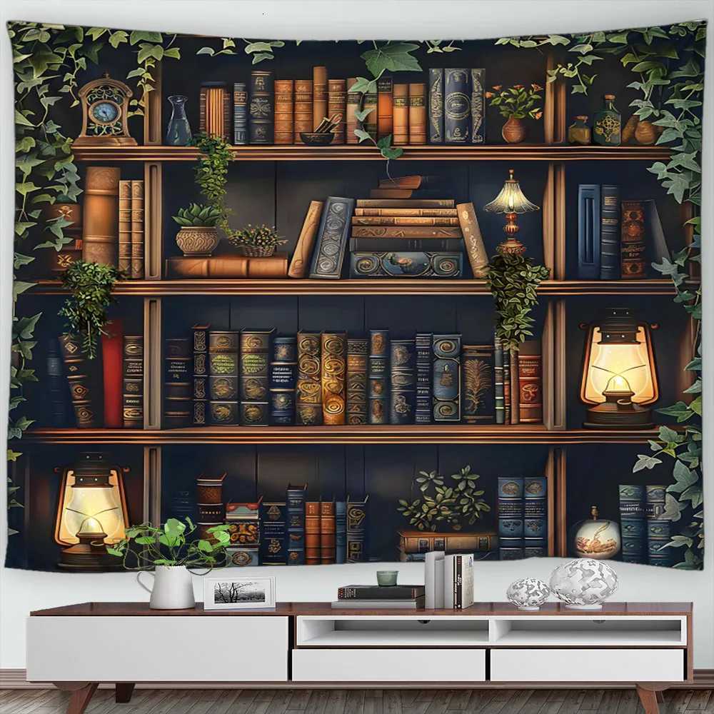 Wizard Magical Bookshelf Halloween Tapestry Wall Hanging Pharmacist Witch Room Astrology Magic Living Room Decor Home TapestryM251125