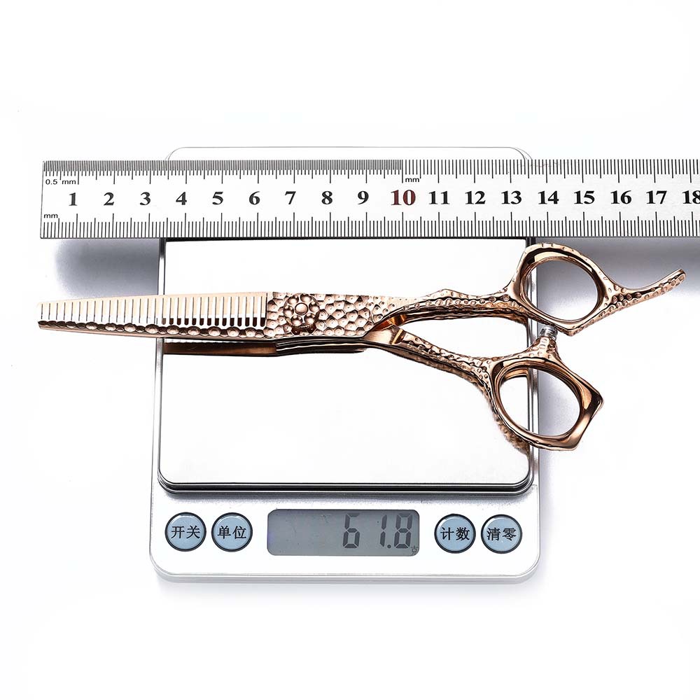 Rose Gold 6-Inch Professional Hairdressing Scissors Set Salon Stylists - Flat Cutting Thinning Texturing Hair Clippers