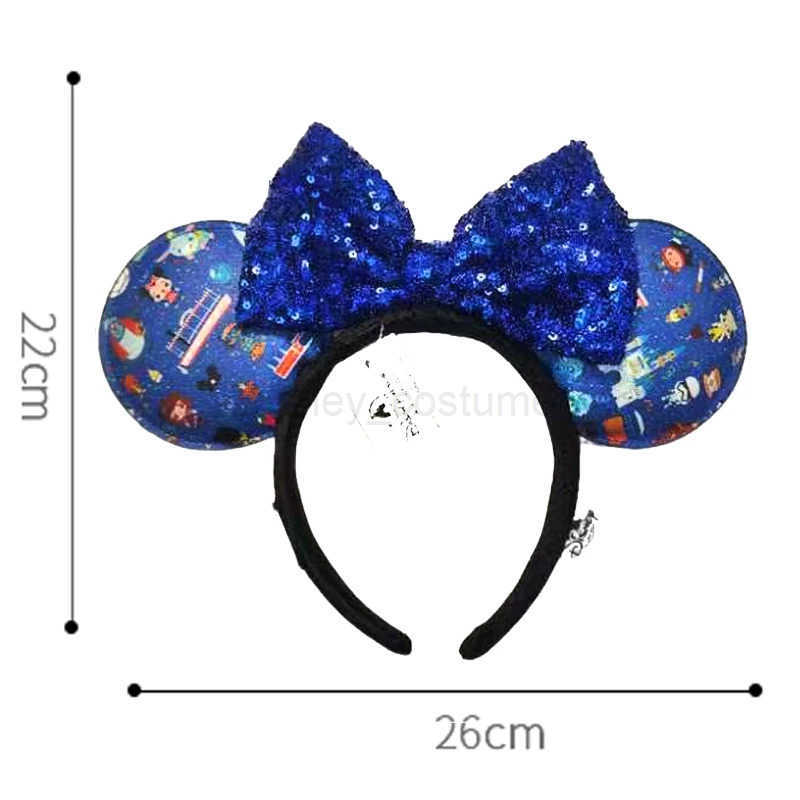 Disney 2025 Disney Minnie Earband Womens Disneyland Mickey Plush Glitter Birthday Gift Party Role Playing Girl Accessories Toy X250425