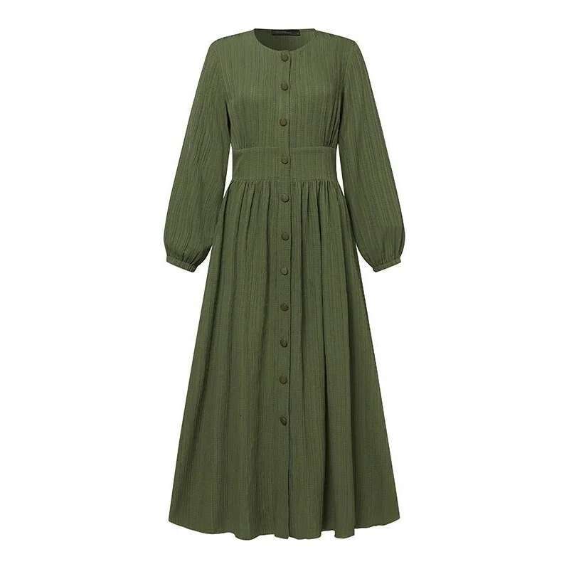 Dongdumaoyi Muslim Women S Vintage Long Sleeve Solid Color Abaya Spring And Autumn New Elegant Vest Dress Robe W