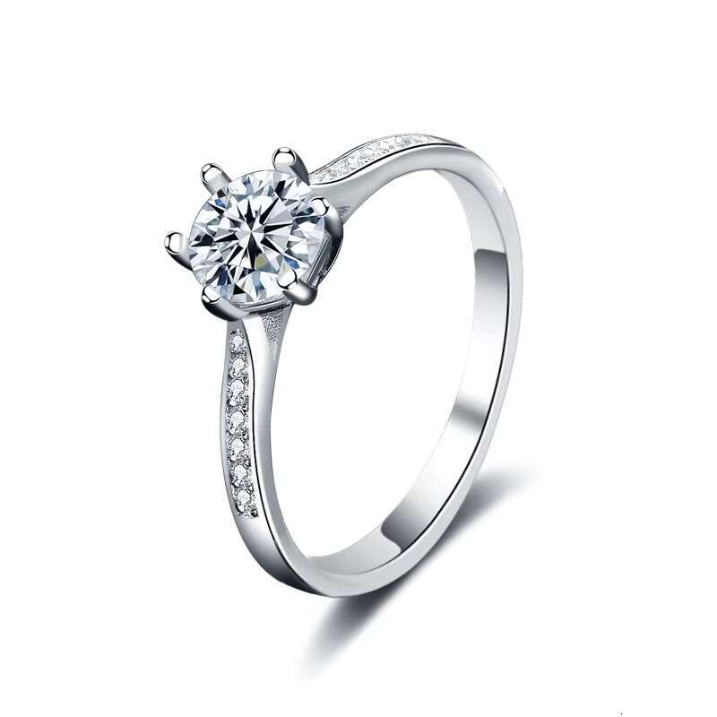 Claissc 1.0 Ct D Color Pass Diamond Test Excellent Cut Moissanite 6 Prong Ring 925 Silver Moissanite Rings Women Jewelry