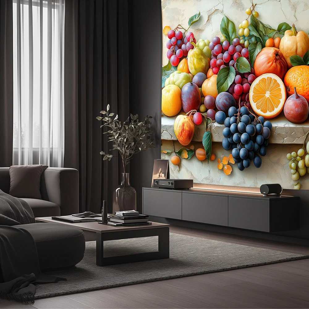 Vintage 3D Fruit Tapestries Wall Hanging-Living Room Bedroom Home Office Polyester Fabric Art Deco Ideal Gift for Fruit LoversM251125