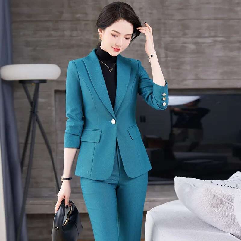 Elegant Women's Suit Set Autumn Winter Fashion Ladylike Government Employee Interview Formal Workwear Long Pants Ensemble