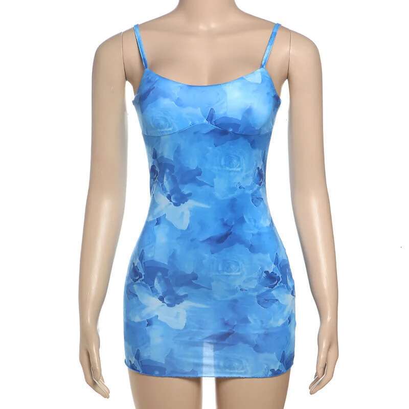 Dongdumaoyi Townlike Print Slim Bodycon Dress Women Spaghetti Strap Mini Spring Summer Backless Nightclub Sexy Party Dresses