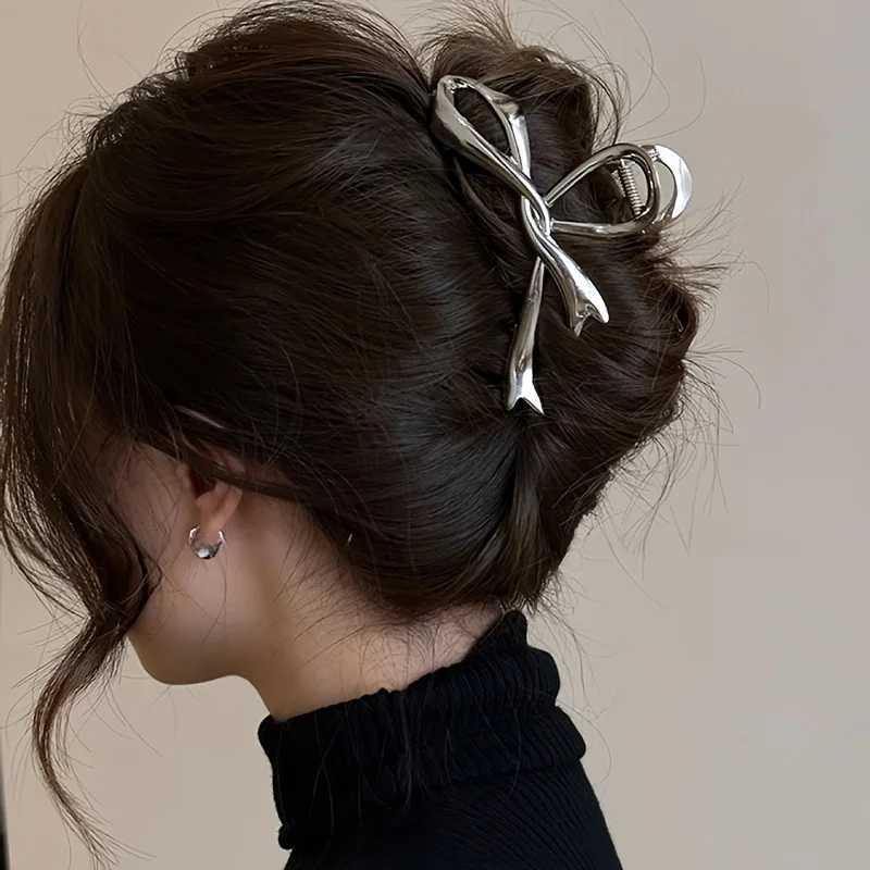 New retro ribbon bow hair clip metal hair clip crab headband hair clip shark ponytail female hair accessory bucketT250425