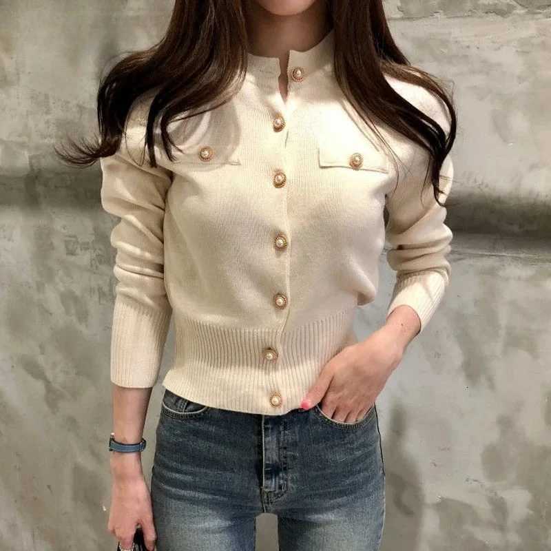 Fashion Women Cardigans Korea Autumn Long Sleeve Sweater Knitted Coat Short Casual Single Breasted Korean Slim Chic Ladies TopsT251125