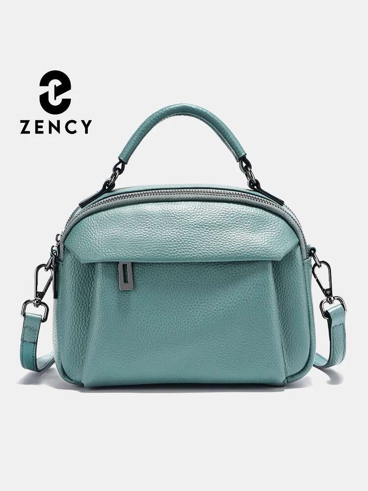 Zency 2025 New Genuine Leather Women's Shoulder Simple Cowhide Ladies Handbag Satchel Bag Female Commuter Shopping Daily Bag