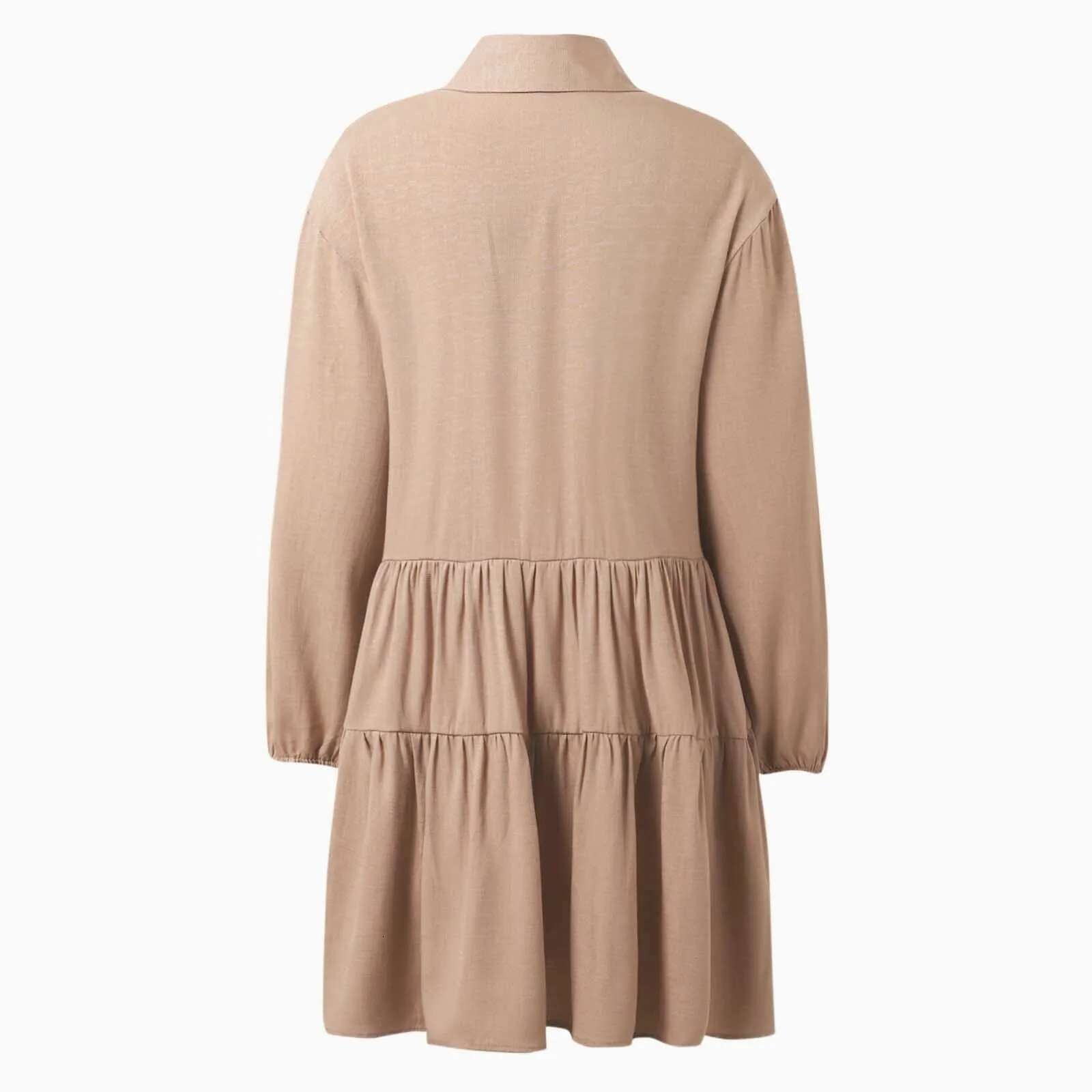 Dongdumaoyi Women Loose Vintage Ruffles Dress Sexy Spring Full Long Sleeve Button Boho Casual Holiday Party Elegant Midi Dresses
