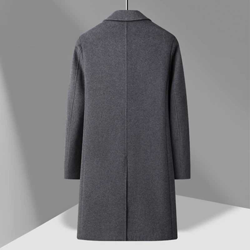 Winter Mens Woolen Coat Thicken Warm Trench Coat Men Wool Casual Double Fashion Breasted Long Overcoat MenT251125