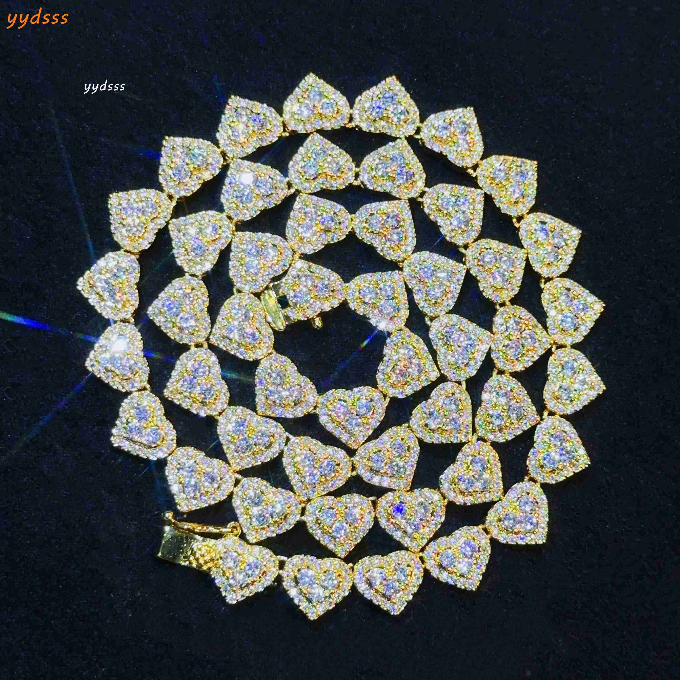 Moissanite Jewelry Hiphop Chain 8mm Fashion Necklace Bling Iced Out Silver Cuban Link Chain for Men Women
