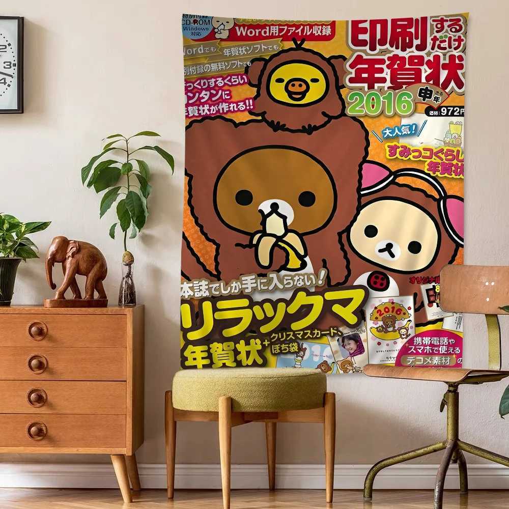Japan Anime Cute Cartoon Rilakkuma Bohemian Tapestry Cheap Hippie Wall Hanging Bohemian Wall Tapestries Hanging Home DecorM251125