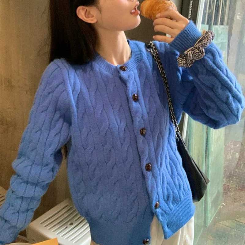 Fashion Autumn Women Long Sleeve Cardigan Sweater Twist Loose Knitted Top Winter Korean Style Elegant Casual KnitwearT251125