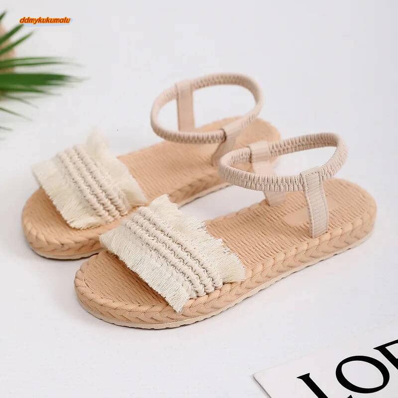 Women Shoes 36-41 Summer Elegant Tassel Non-slip Comfortable Breathable Flat Sandals Outdoor Beach Footwear Zapatos De Mujer ddmykukumalu