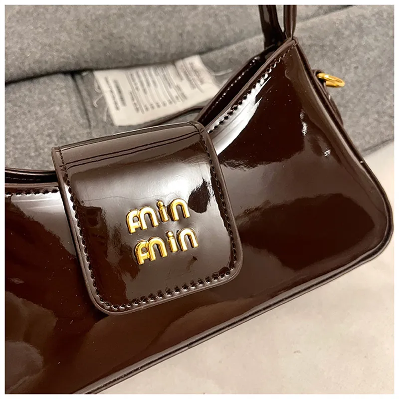hot free shipping designer shoulder bags new casual handbag fashionable patent leather black Underarm bag for women
