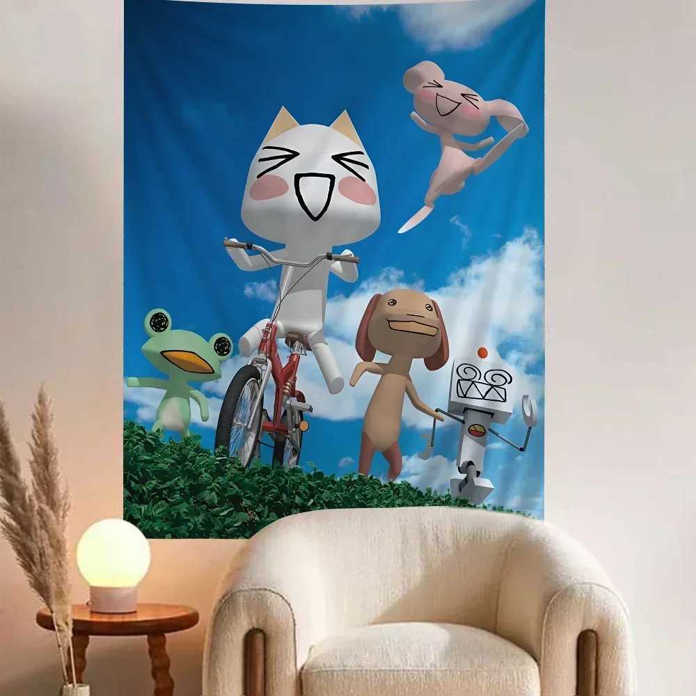 Inoue Toro CUTE Cat Hippie Wall Hanging Tapestries for Living Room Home Dorm Decor Art Home DecorM251125