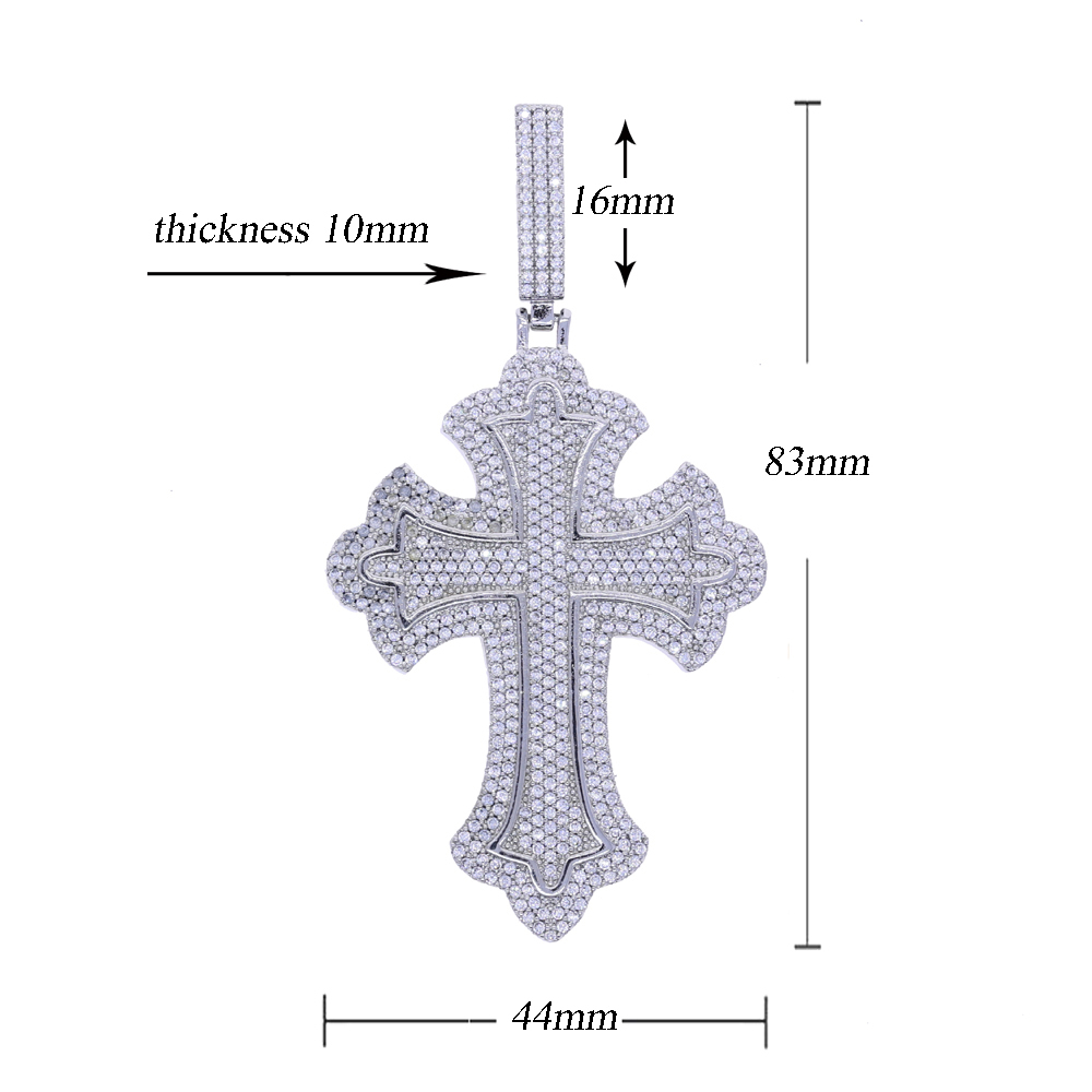 2025 New design Full Paved Cubic Zirconia Cross Pendant Necklace Iced Out Bling Pink Heart CZ Stone Hip Hop Women Men Jewelry Gifts
