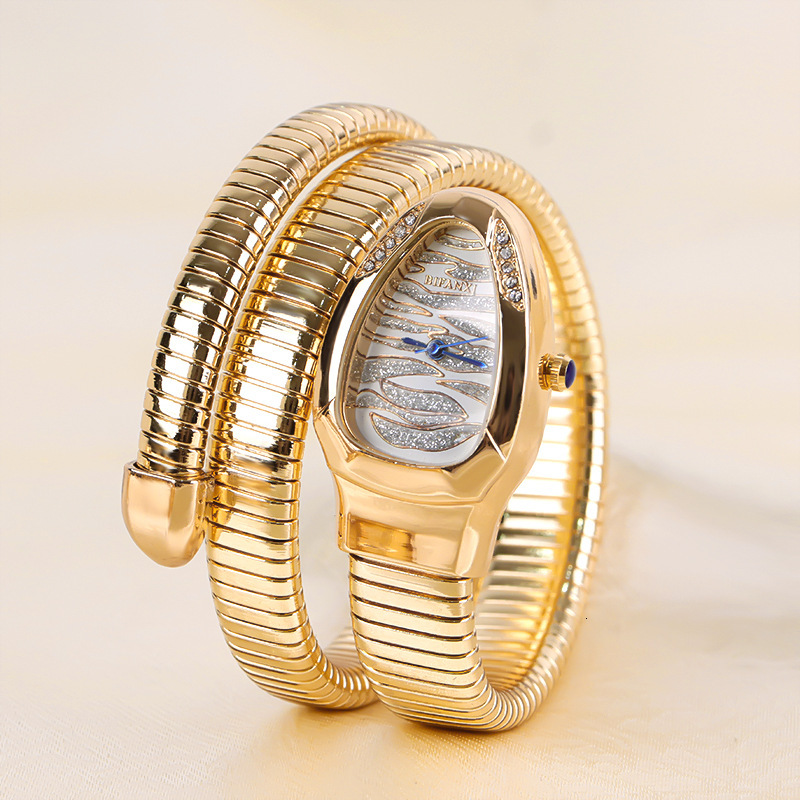 Luxury Brand Designer Watches Snake Bracelet Watch Women's Niche Light Luxury Wristwatch Two-Circle Creative Quartz Watch Personality Bracelet Wa