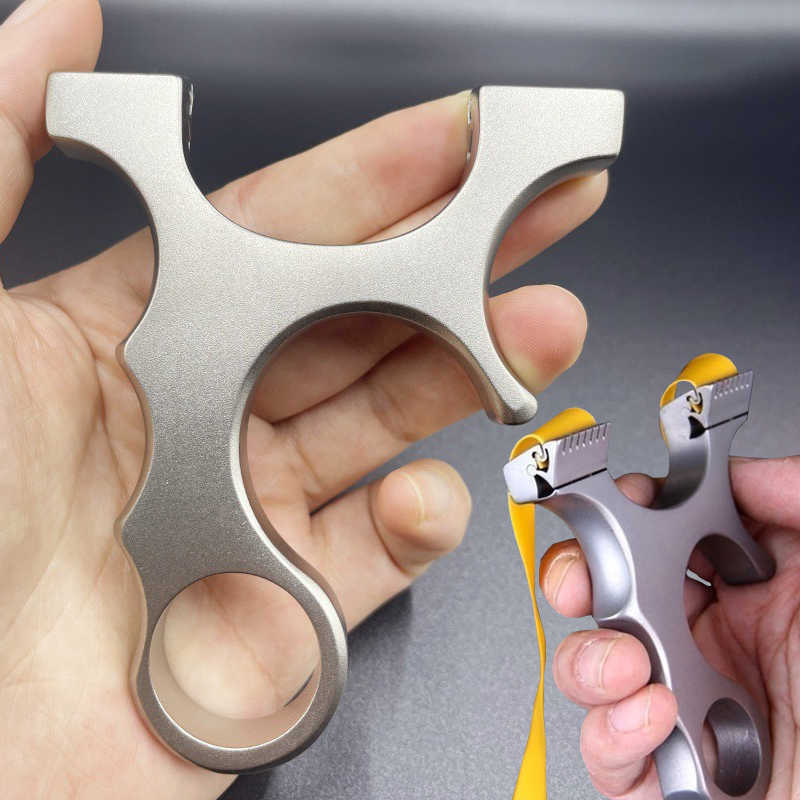 Outdoor Hunting Dragon Tooth Quick Press Slingshot CNC Cut Stainless Steel Shooting Slingshot Ergonomic Grip M250425