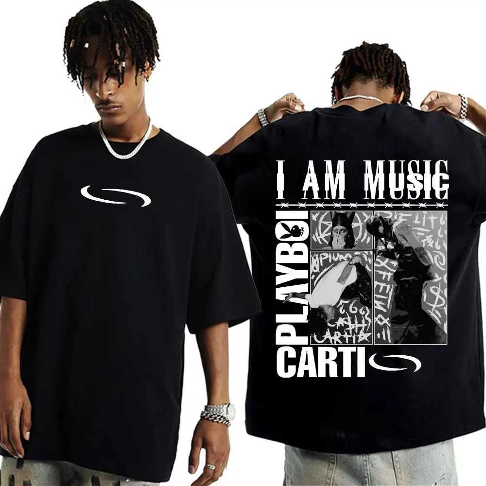 Rap singer Playboi Carti I AM music album T-shirt mens clothing hip-hop 90s retro mens T-shirt casual cotton oversized T-shirt W250425