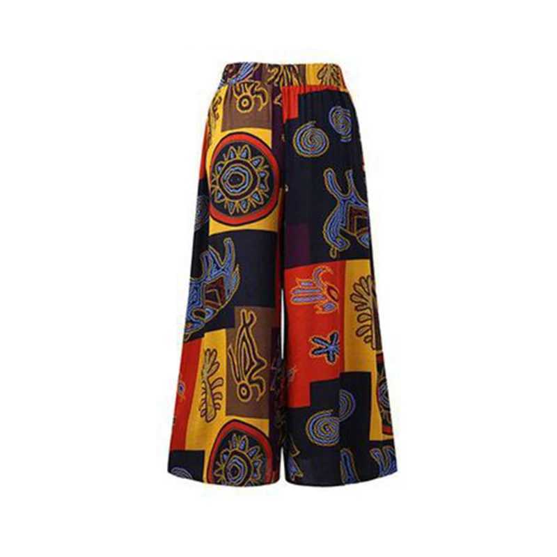Ethnic style wide leg Trouser womens yoga harem pants Gypsy hippie Thai Bohemian court pants pleated waist Aladdin womens pantsC250425