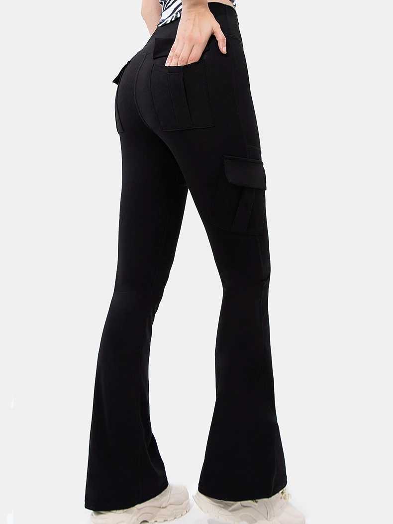 New womens casual boots yoga pants plus size exercise Flare Legging high waisted Duncan pants with pockets sportswearC250425