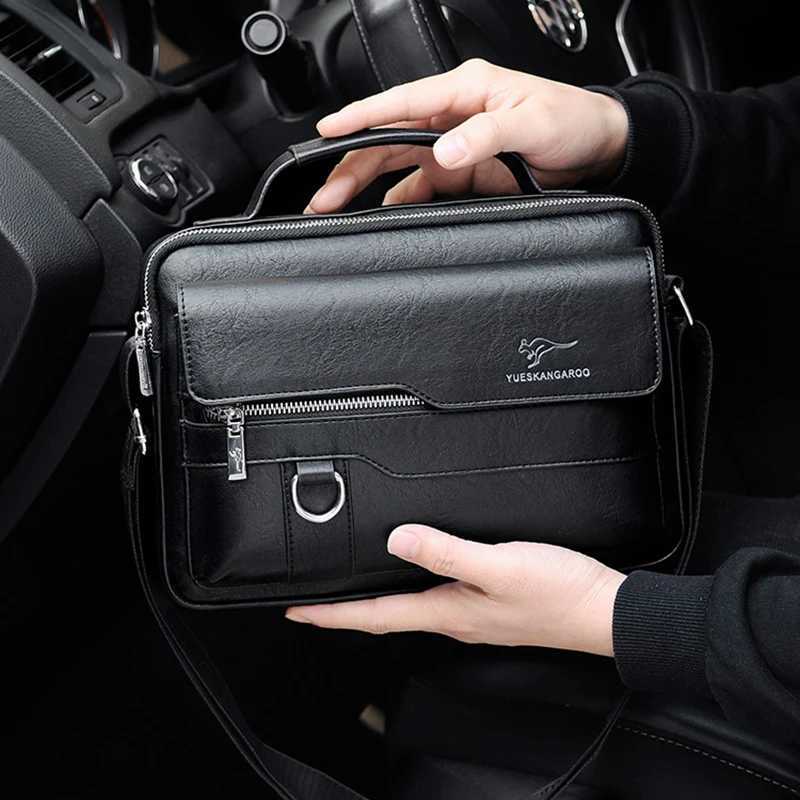 MenS Messenger Shoulder Briefcase Business Square Tote PU Leather Cross Handbag Crossbody Square Side Phone Pouch Hand Bag MaleT251125