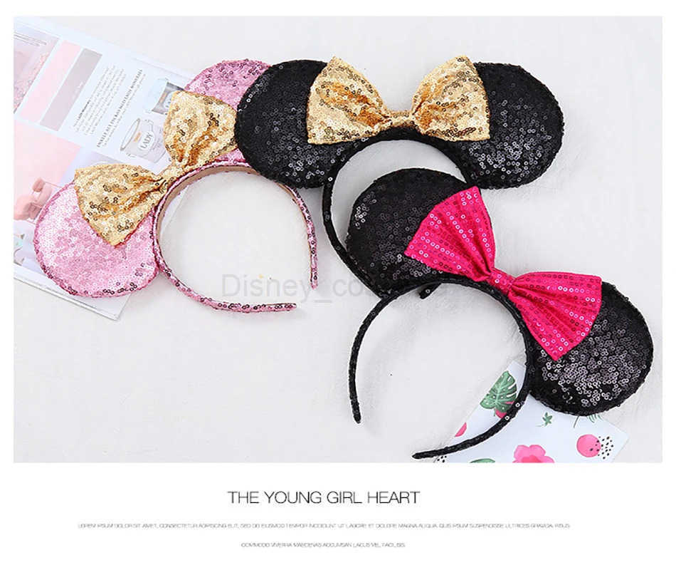 Disney New full glitter mouse ear arch headband hair accessories Mickey Minnie childrens headband X250425