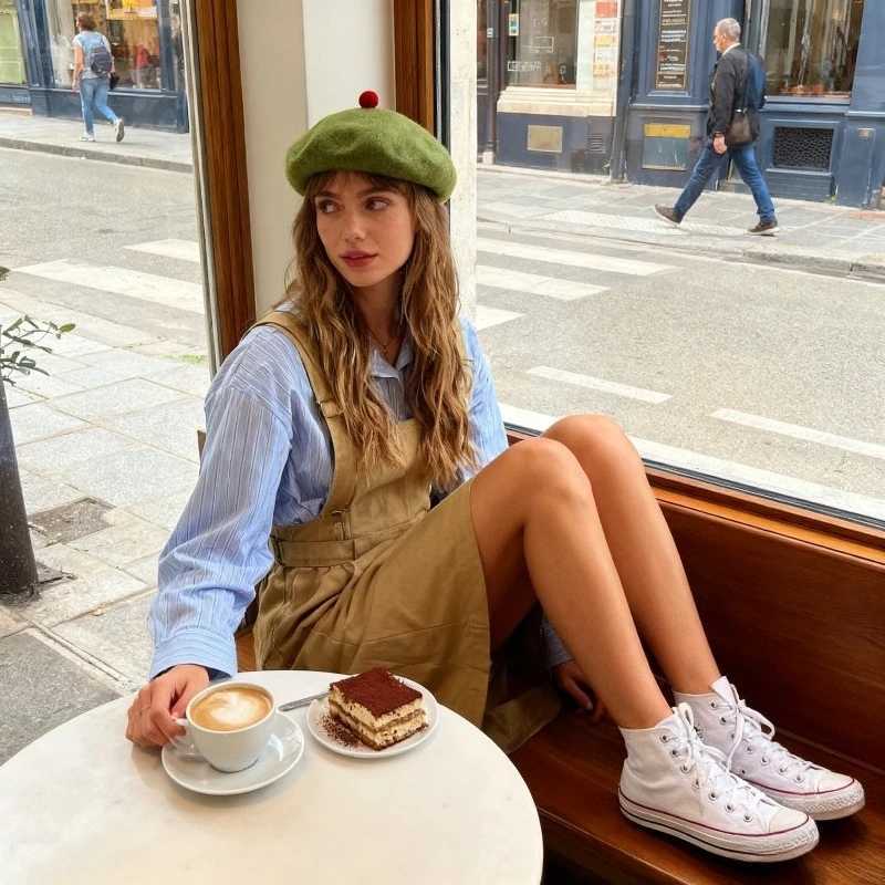 1pc Women French Classic Solid Color Beret Capfleece-lined Warmth Leisure Fashion Beanie Hat Suitable for Party Wear Halloween J251125