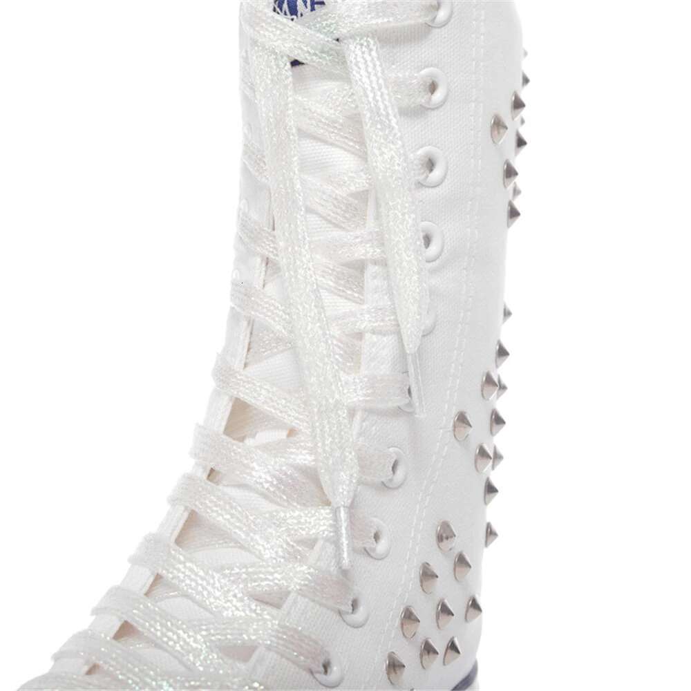 Spring and summer new medium sequin color lace-up rivet canvas casual soft sole flat couple large-size women's shoes