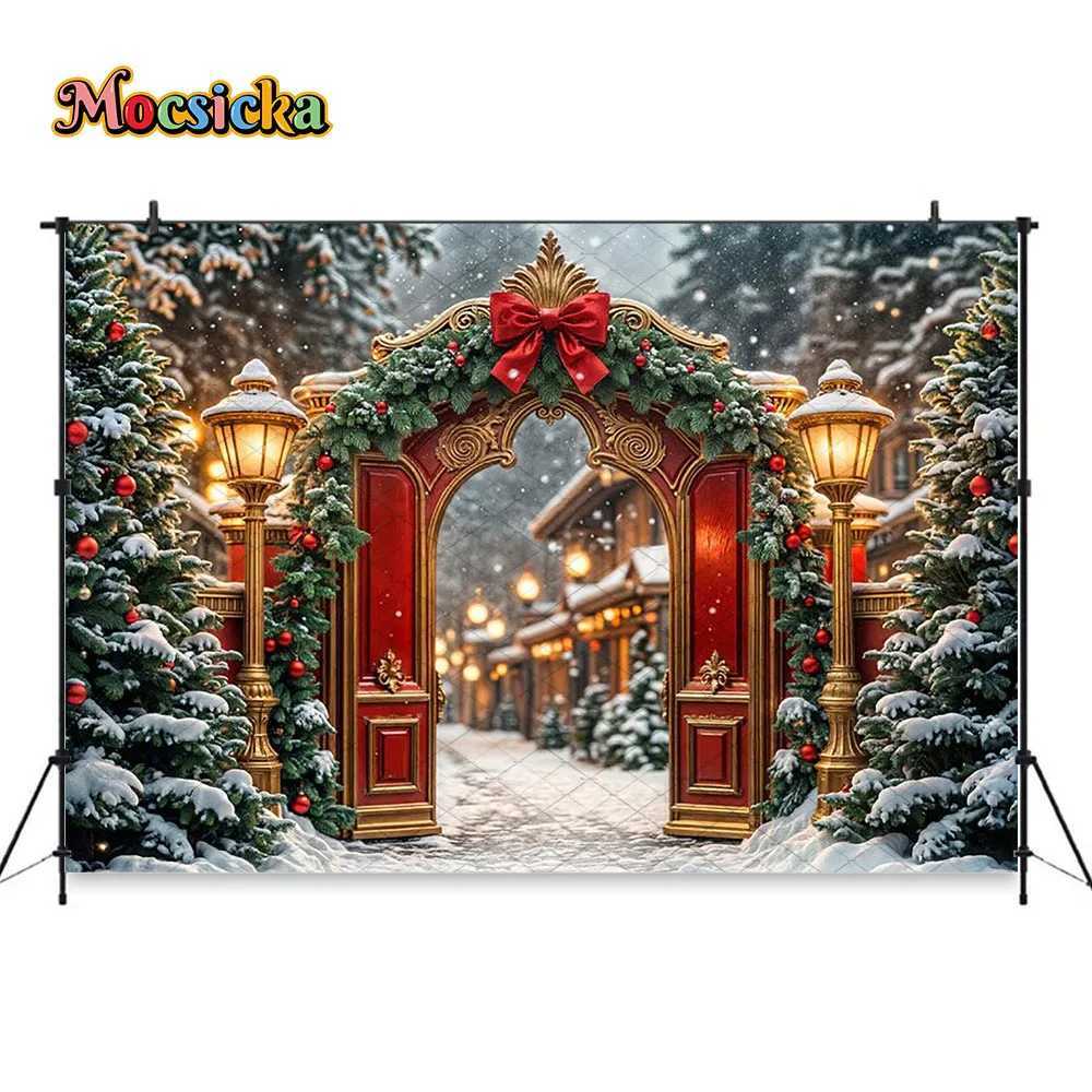 Mocsicka Christmas Santas Regal Workshop Background Photography Xmas Wonderland Archway Snowy Landscape Backdrop Winter StudioM251125