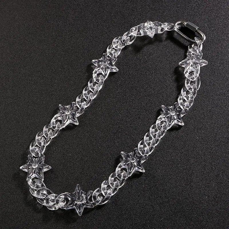 Big Clear Acrylic Jesus Piece Pendant Necklace for Women Men Statement Spike Chain Necklace Rock Party Jewelry Hiphop Gifts 251124