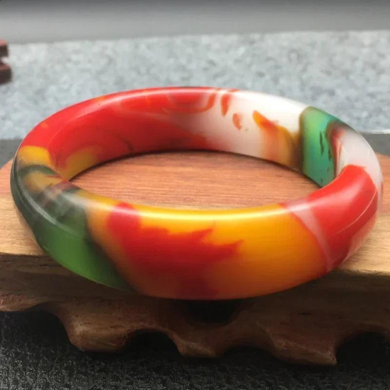 Outer Mongolia Bracelet Gold Silk Jade Bracelet Colorful Widen and Thicken Jade Bracelet Womens Safeness Bracelet 250424