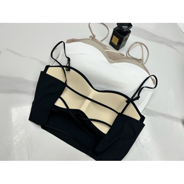 Gather ice silk, sling vest, women's clothing base, integrated inside, with chest pad, beautiful back, short underwear tube top.