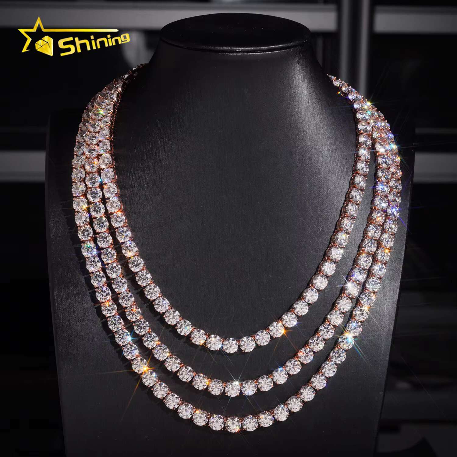 GRA Hip Hop Jewelry Solid 925 Sterling Silver Brilliant Cut VVSD Color 8mm Diamond Necklace Iced Out Moissanite Tennis Chain
