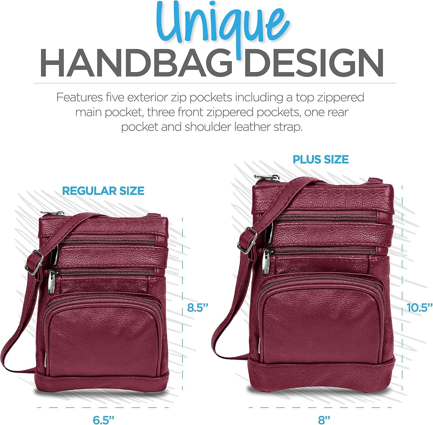 Leather Purses For Women, Multi Pocket Crossbody With Adjustable Strap, Soft & Durable Leather Purse