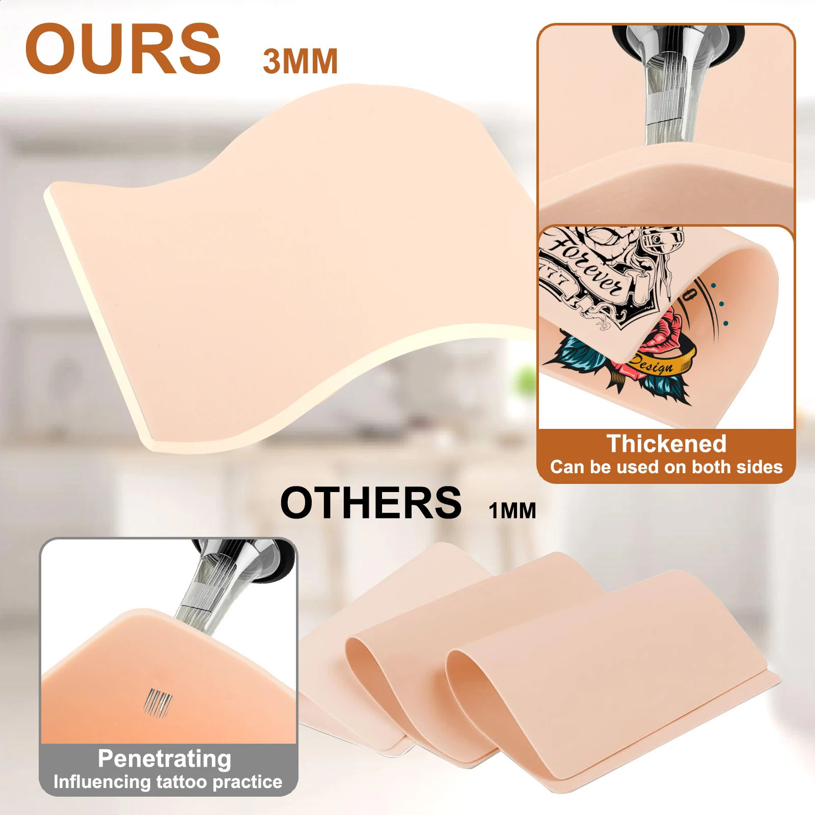 M Thick Tattoo Practice Skin Blank Double Sides Big Size Tattoo Practice Fake Skin for Permanent Makeup 250422
