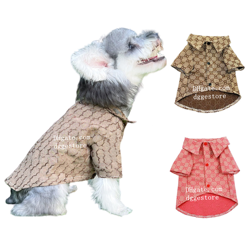 Designer Dogs Clothes Luxury Dog Apparel Classic Jacquard Letter Pattern Pets T-shirt for Small Medium Large Dog High End Dog Birthday Gift Brown XXL Y136