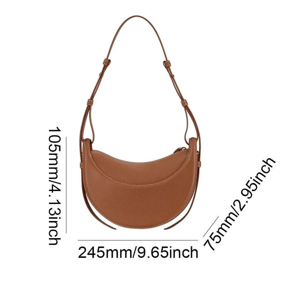 Brand Hand Bags Women's Litchi Pattern Crescent Genuine Leather Underarm Saddle Adjustable Strap Shoulder Bag