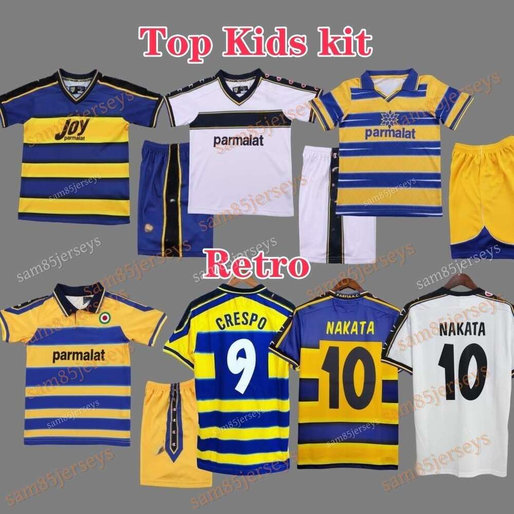 TOP Kids kit NAKATA 1998-2003 PaRmJERSEYS Retro soccer Jerseys Home CRESPO ORTEGA 98 99 00 01 02 03 ItalyS bOYS Football shirt BUFFON Children