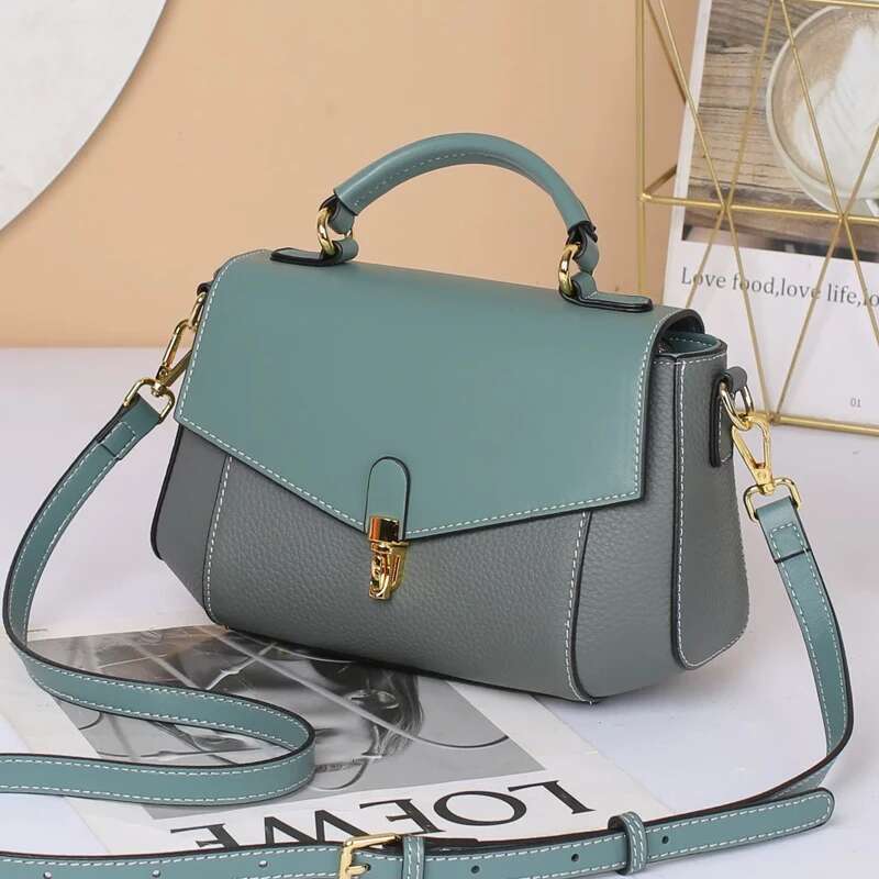 Genuine Leather Women's Small Messenger Shoulder Green Bag Ladies Fashion Cowhide White Handbag Female High Quality