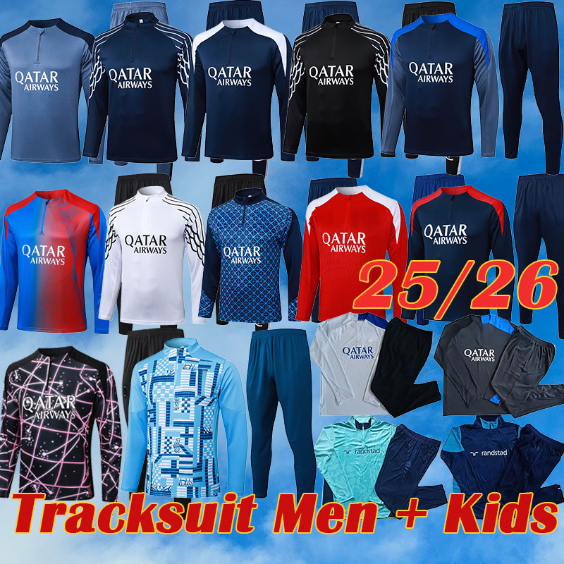 2025 26 Ligue 1 Uniteds tracksuit 25 26 Paris SG Marseills mens kids football Jersey soccer training suit chandal adult tracksuits entirety Full size