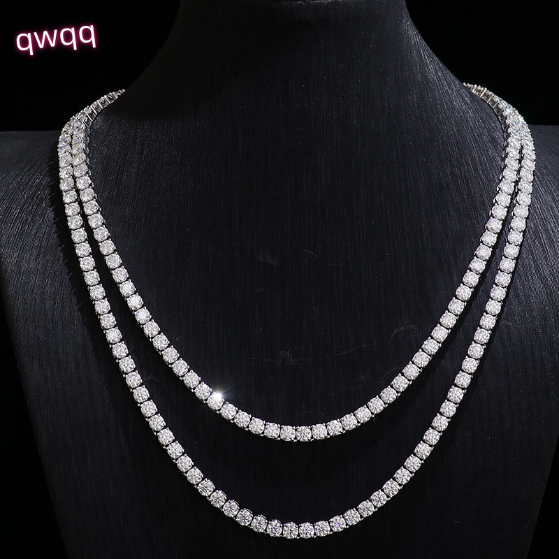 VVS Moissanite Tennis Necklace Chain Jewelry Moissanite Custom Silver 2mm 3mm 4m 5mm Silver Jewelry 925 Sterling 1 Piece CLASSIC