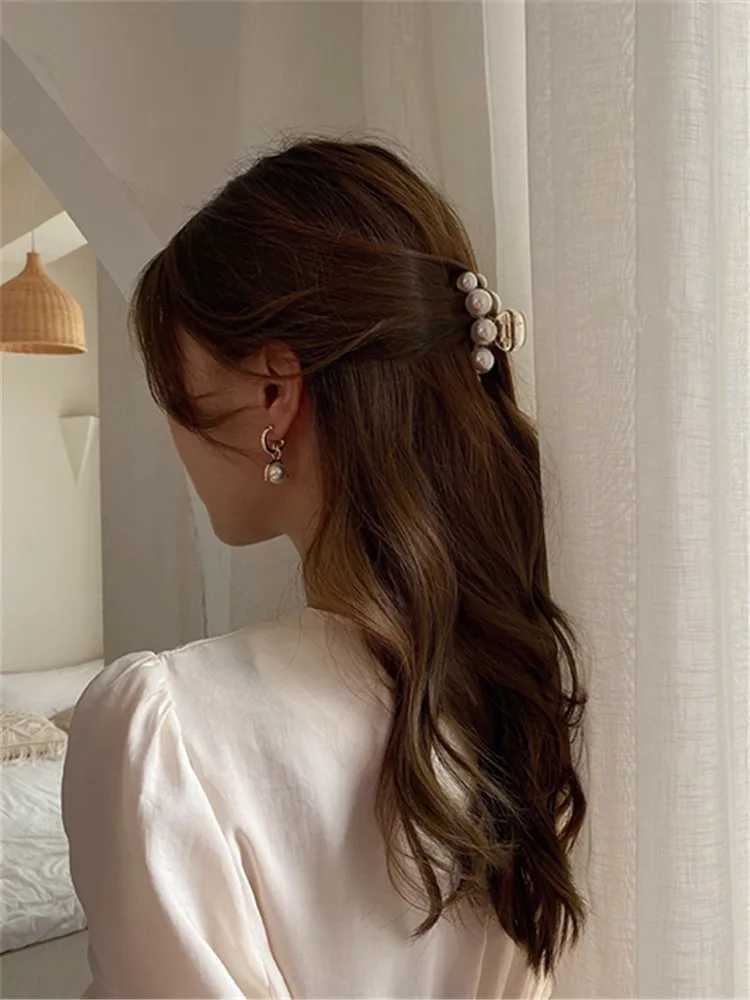 Kshmir new styling with large beads acrylic hair clip makeup hair styling for women pearl hair accessoriesT250425