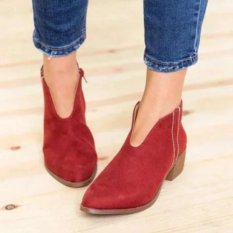 Plus Size New Ladies Leopard Print Heel Women Fashion Thick Sole Warm Ankle Boots Retro Botas Femininas