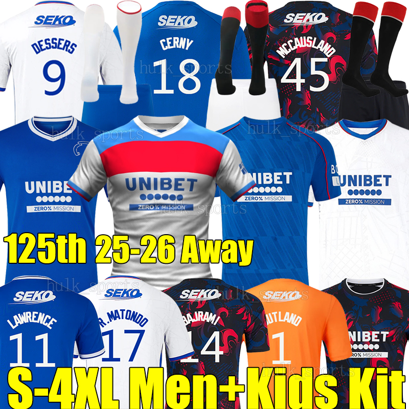 4XL 24/25/26 Ranger 125th Soccer Jerseys DESSERS MCCAUSLAND TAVERNIER RIDVAN PROPPER SOUTTAR DIOMANDE LAWRENCE BAJRAMI men kids kits socks sets football shirts