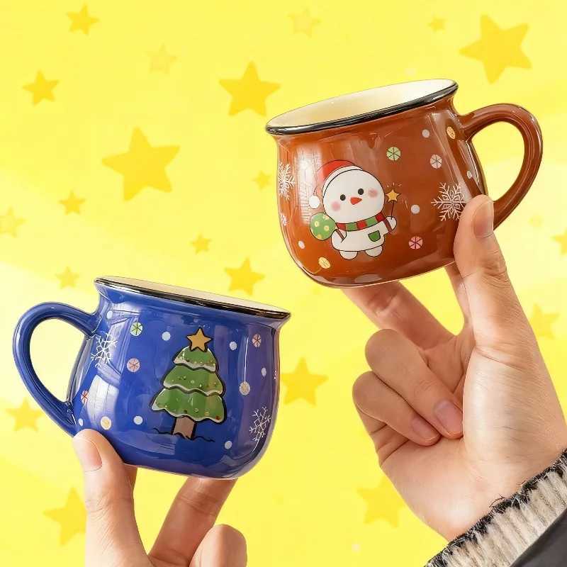 150ML Christmas Mugs Ceramic Cute Santa Elk Penguin Mousse Cup Coffee Cup for Office Home Milk Coffee Tea Cups Xmas Gifts Y251125