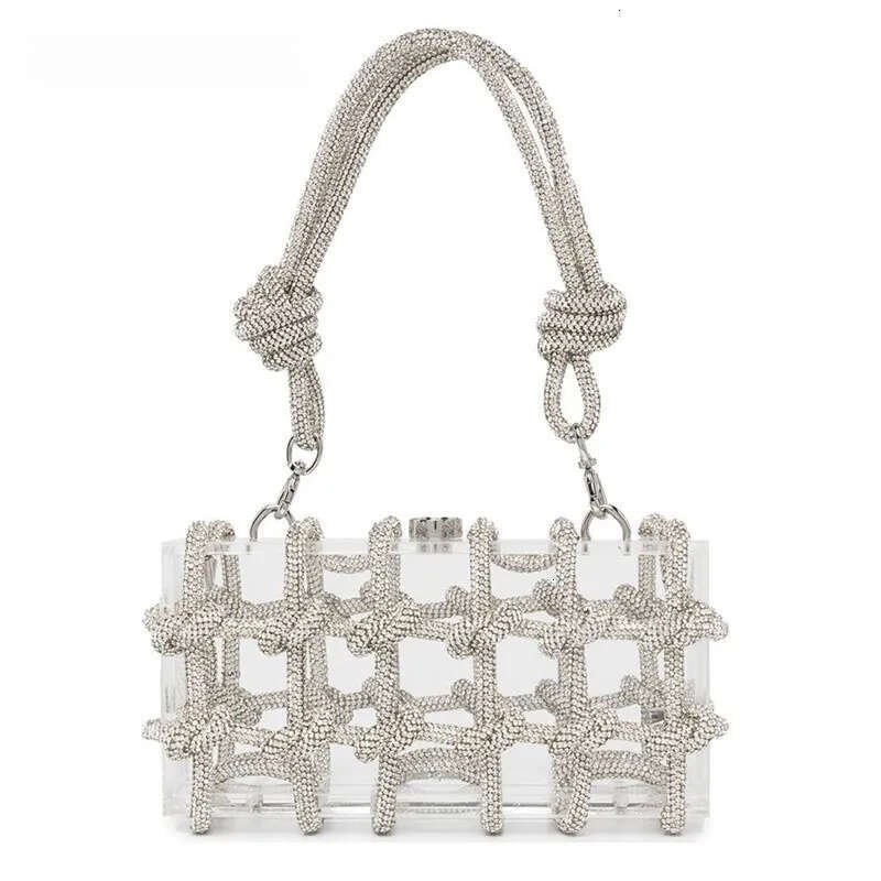 Bags Knot Handle Rhinestones Evening Acrylic clutch Bag er clear shoulder bag Crystal Diamonds Dinner Party Wedding Purse 230720 cf4